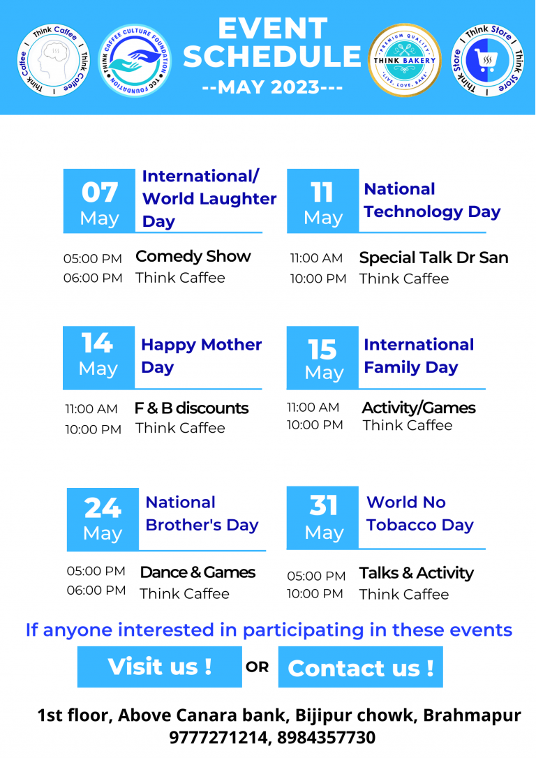 Think Caffee – Activities/Events for May 2023